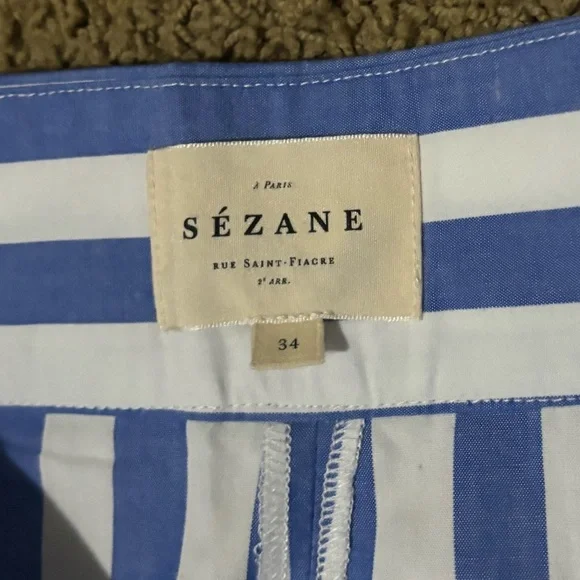 ⛱️🌊Sezane FAUSTO TROUSERS Blue and White Striped Pants - Picture 6 of 10